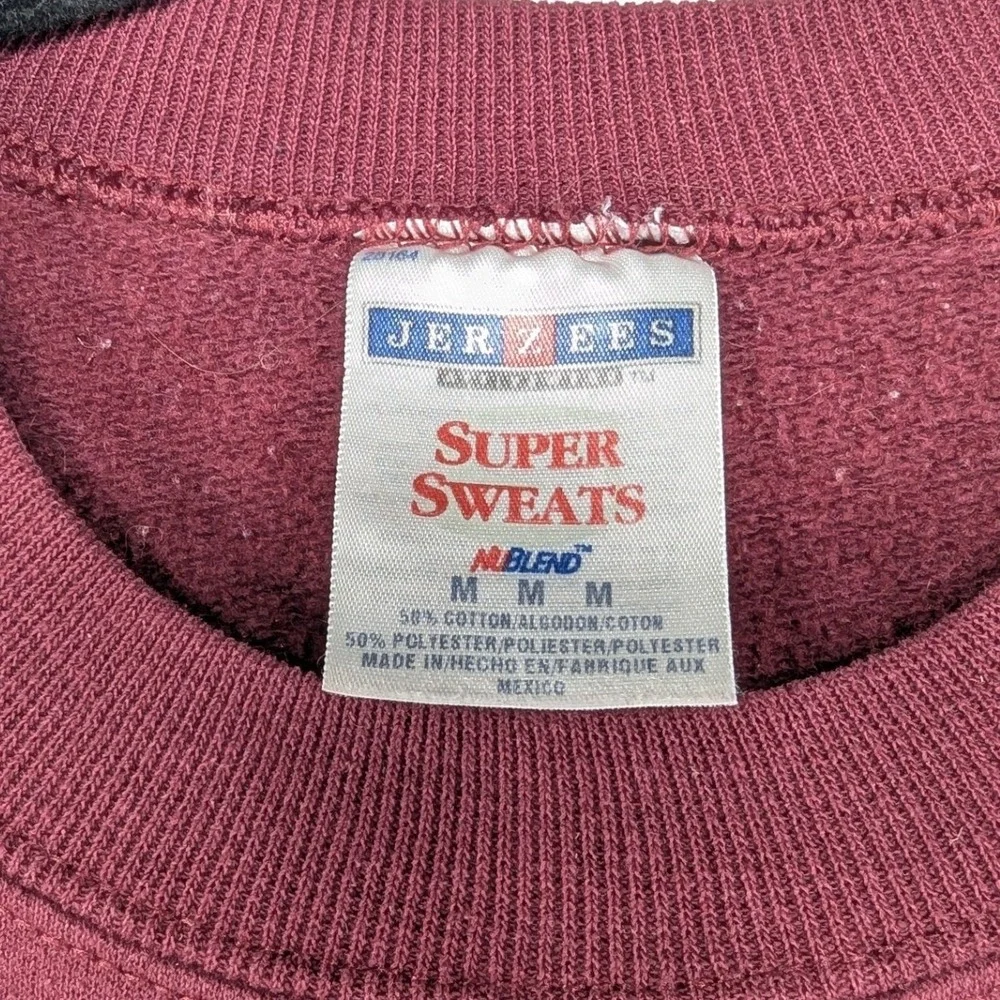 Jerzees Super Sweats Burgundy Embroidered Butterfly Crewneck Sweatshirt‎ Mens M
